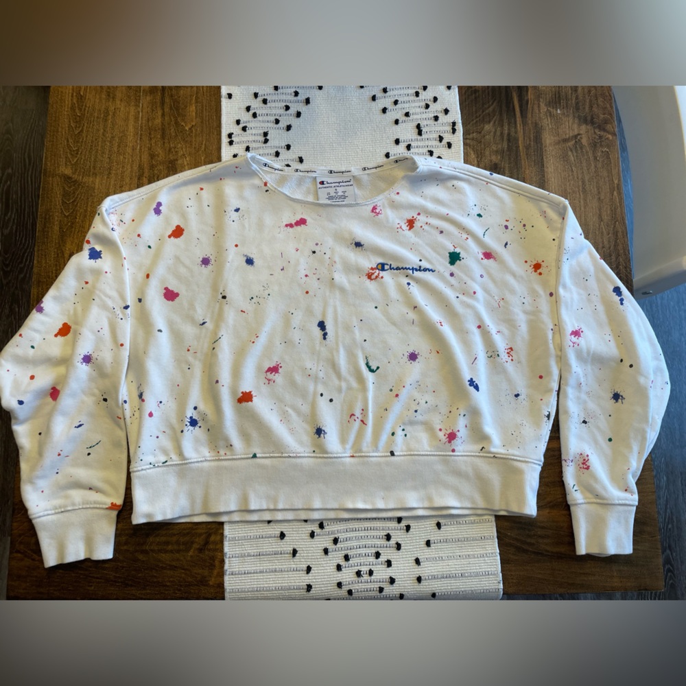 Champion Splatter Paint Crop Sweatshirt
